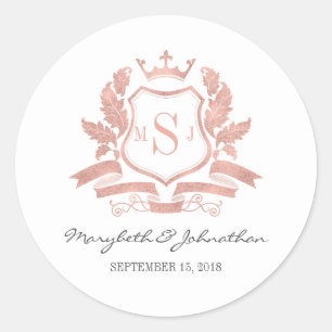 Rond Sticker Mariage Rose classique Gold Crest