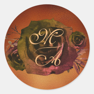 Rond Sticker Mariage Rose foncé Goth Monogram