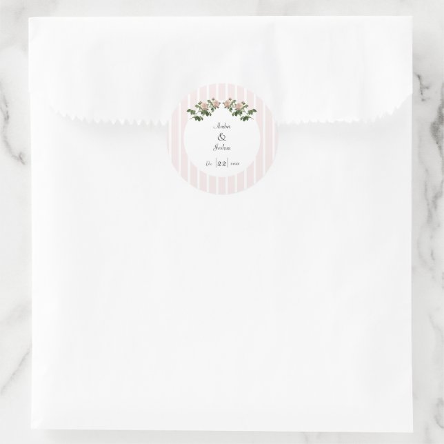 Rond Sticker Mariage rose pâle romantique (Sac)