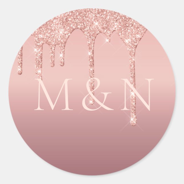 Rond Sticker Mariage rose Parties scintillant or (Devant)