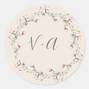 Rond Sticker Mariage Rose sauvage