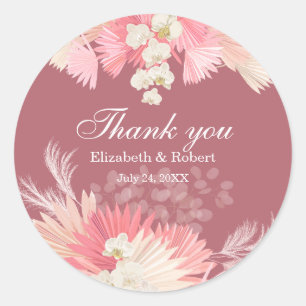 Rond Sticker Mariage rose Tropical Orchid
