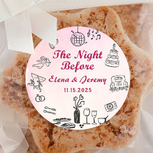 Rond Sticker Mariage Rose Whimsical Quirky Main Tirée