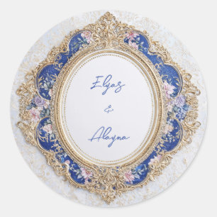 Rond Sticker Mariage Royal ovale victorien Floral