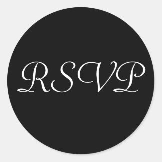 Rond Sticker Mariage RSVP -Noir avec lettres blanches