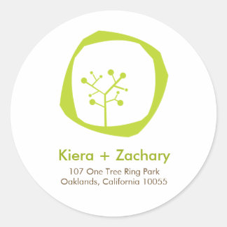 Rond Sticker Mariage Rustic Forest Tree
