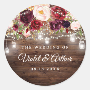 Rond Sticker Mariage Rustique Bourgogne