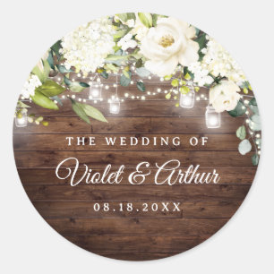 Rond Sticker Mariage Rustique Floral