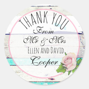 Rond Sticker Mariage Rustique Merci Floral