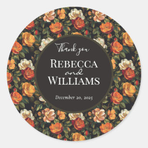 Rond Sticker Mariage rustique Rose classique