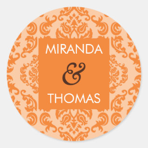 Rond STICKER mariage / SCEAL :: couleurs damassées 8A
