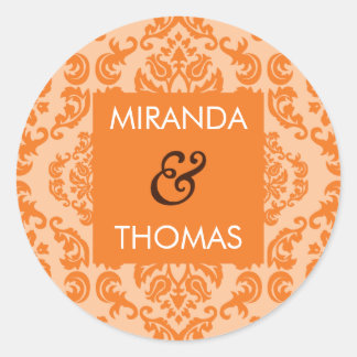 Rond STICKER mariage / SCEAL :: couleurs damassées 8A