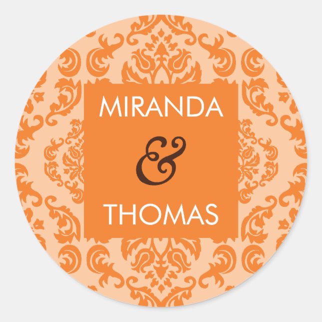 Rond STICKER mariage / SCEAL :: couleurs damassées 8A (Devant)