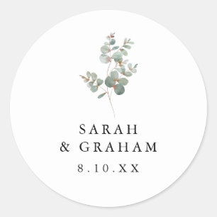 Rond Sticker Mariage simple Eucalyptus