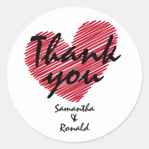 Rond Sticker Mariage Sketchy Red Heart