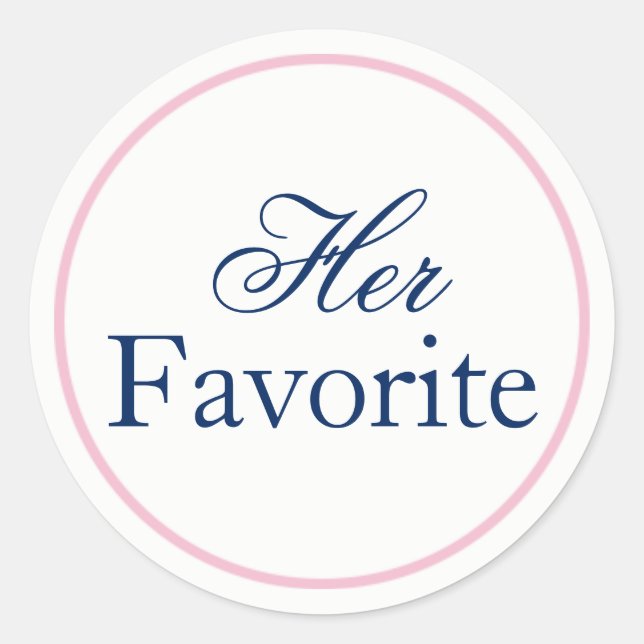 Rond Sticker Mariage "Son préféré" rose-bleu/marine (Devant)