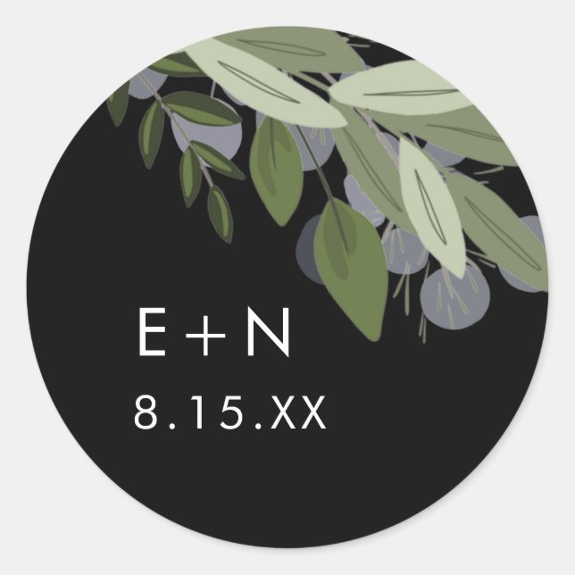 Rond Sticker Mariage Sprigs de minuit (Devant)