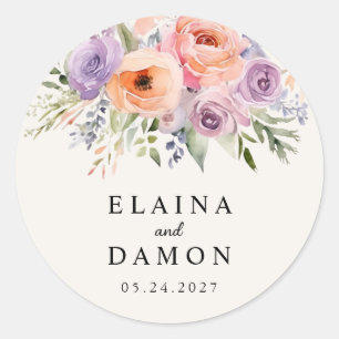 Rond Sticker Mariage Spring Pink Lilac Peach Pastels