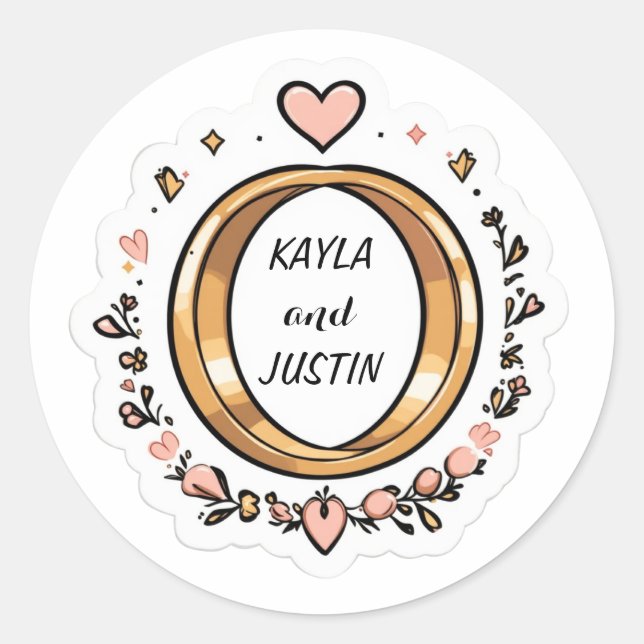 Rond Sticker mariage | Sticker en vinyle romantique (Devant)