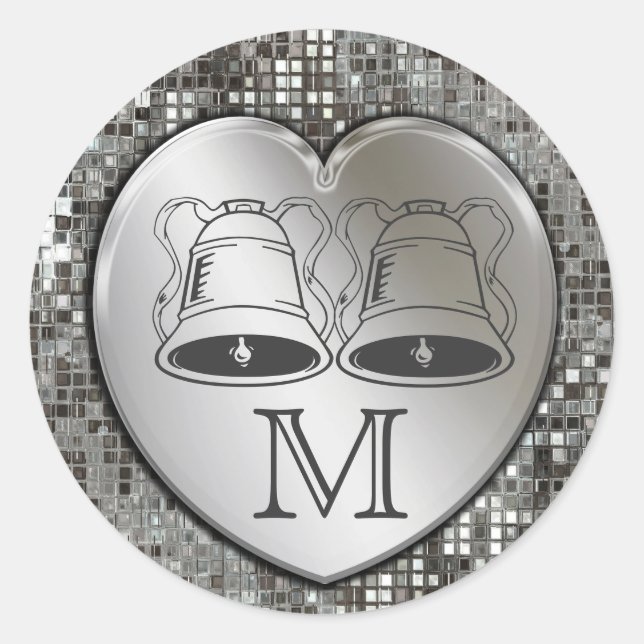 Rond Sticker mariage Sur Séquins Coeur (Devant)