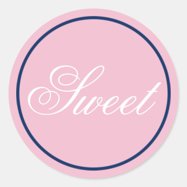 Rond Sticker Mariage "Sweet" - Rose-Noir/Marine (Devant)