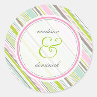 Rond Sticker Mariage Sweet Rose Preppy Garden Stripes