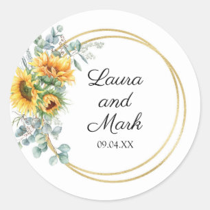 Rond Sticker Mariage tournesol