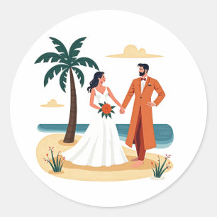 Rond Sticker Mariage tropical