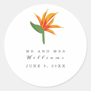 Rond Sticker Mariage Tropical Bird of Paradise