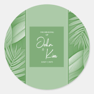Rond Sticker Mariage vert tropical