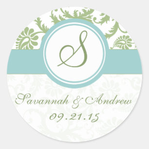 Rond Sticker Mariage Verte et Aqua