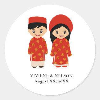 Rond Sticker Mariage vietnamien