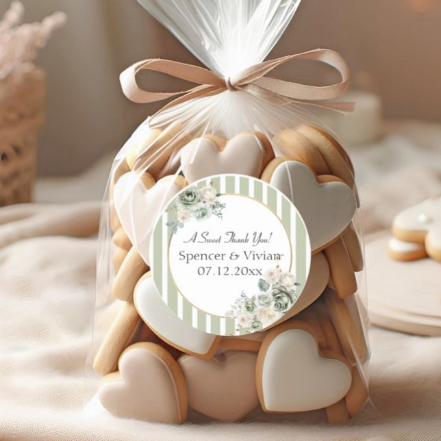 Rond Sticker Mariage vintage et élégant Green Gold (Créateur téléchargé)