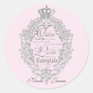 Rond Sticker Mariage Vintage Princess Pink