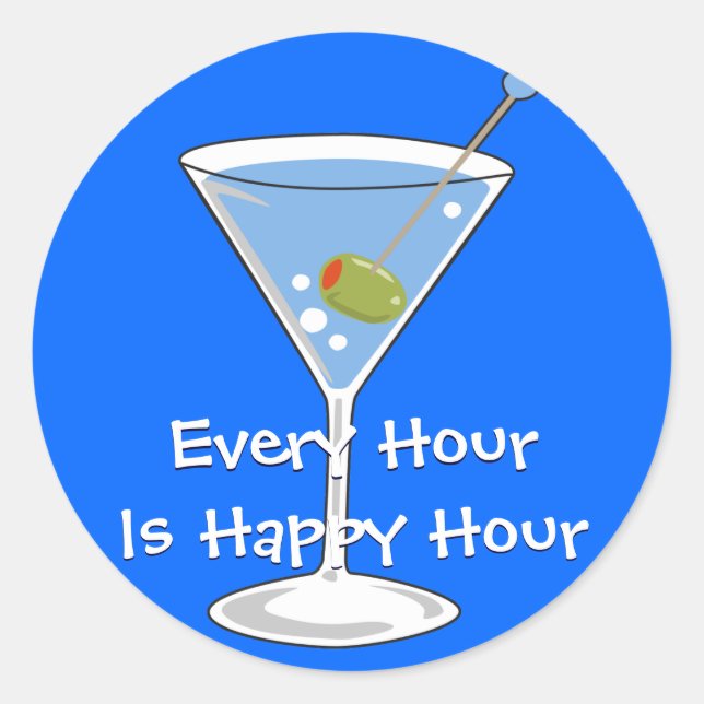 Rond Sticker Martini Bleu (Devant)