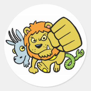 Rond Sticker Mascot Super Punch