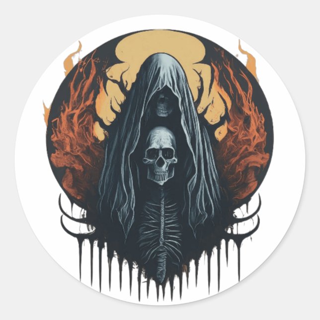 Rond Sticker Mascotte Monstrous Ghost Metal Band (Devant)