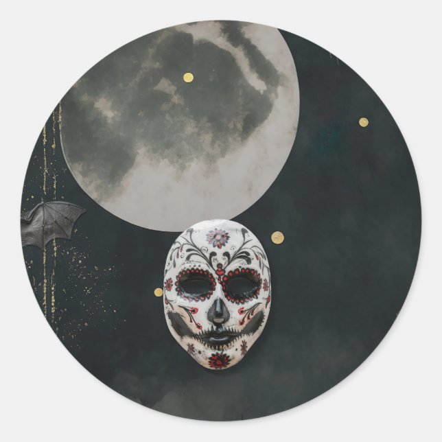 Rond Sticker Masque Halloween effrayant (Devant)