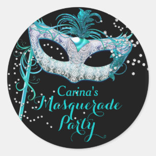 Rond Sticker Masquerade Sparkle Bleu