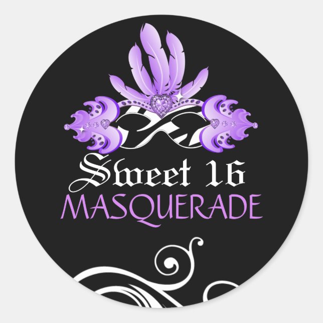 Rond Sticker Masquerade sweet sixteen (Devant)
