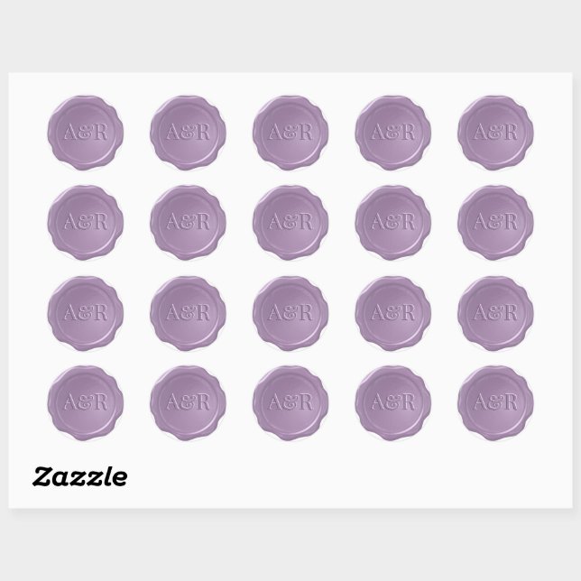 Rond Sticker Mauve violet cire monogramme, (Feuille)