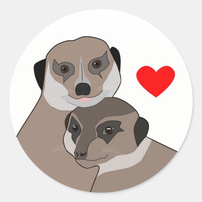 Rond Sticker "Meerkats in Love" (Devant)