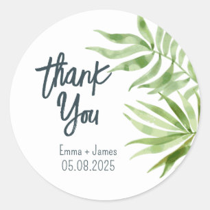 Rond Sticker Merci aquarelle feuilleté