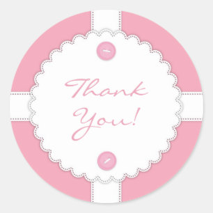 Rond Sticker Merci Baby shower Dantel