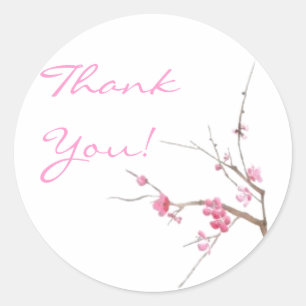 Rond Sticker Merci cerise en fleurs