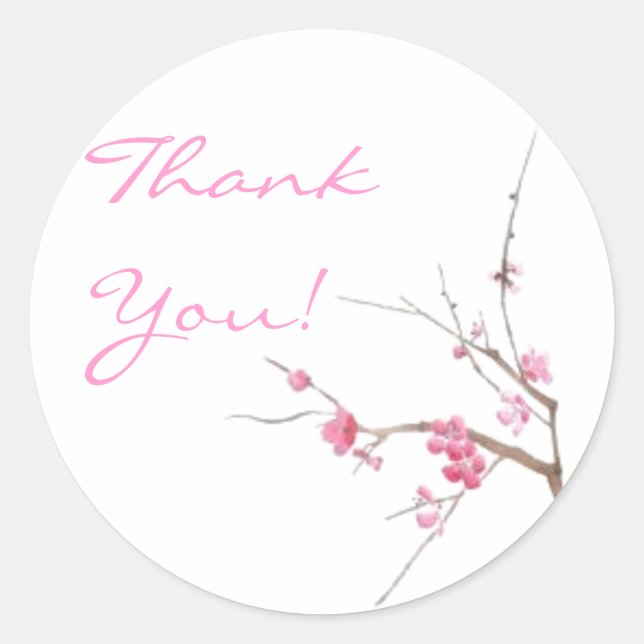 Rond Sticker Merci cerise en fleurs (Devant)