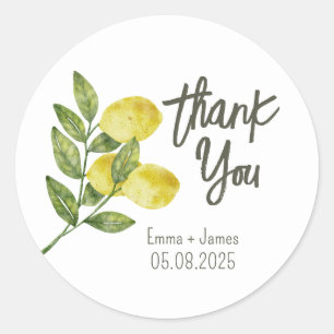 Rond Sticker Merci citrons aquarelle