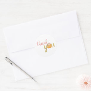 Rond Sticker Merci citrouille - Floral/Rose