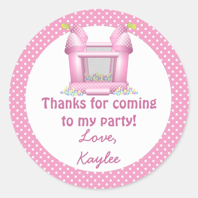 Rond Sticker Merci d'anniversaire Big Bounce House (Devant)