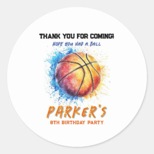 Rond Sticker Merci d'anniversaire de basket